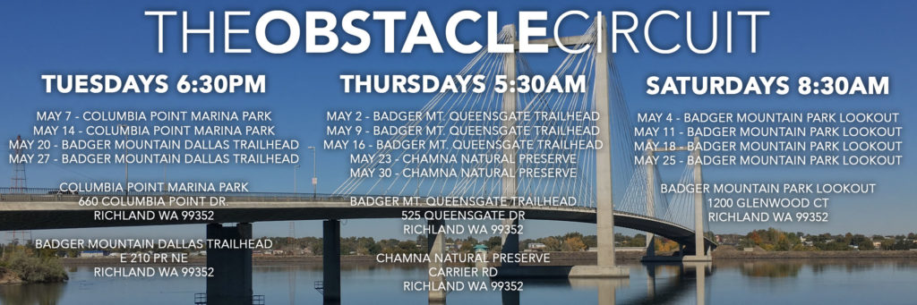 The Obstacle Circuit May 2019 Class Schedule and Locations.