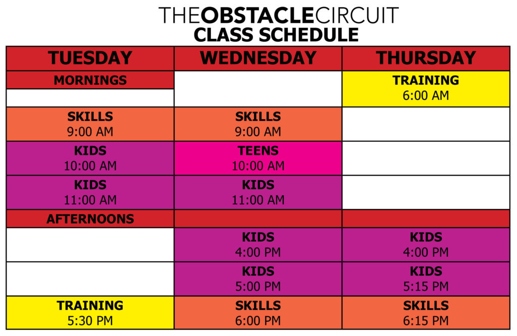 The Obstacle Circuit May 2023 Schedule