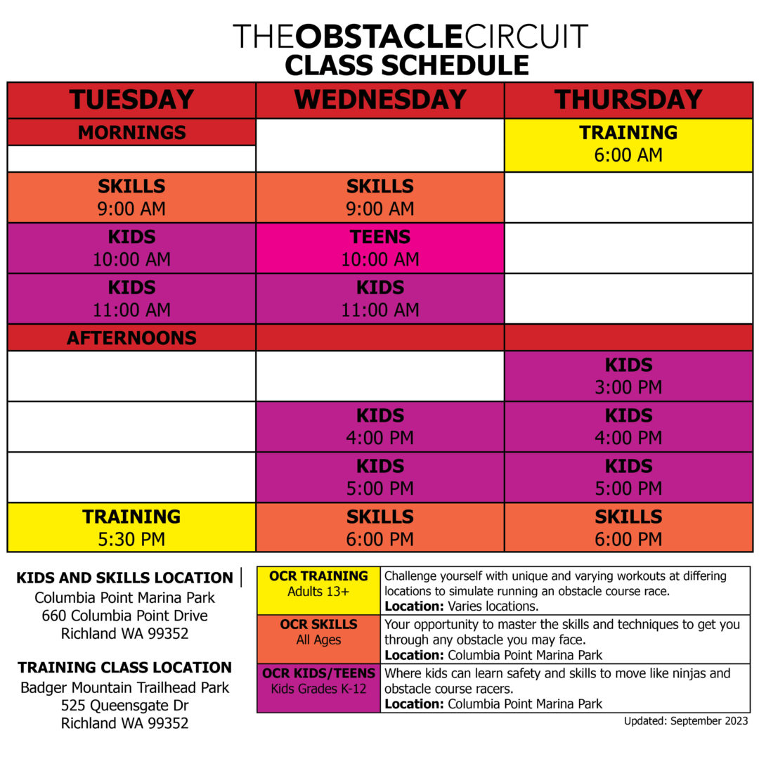 The Obstacle Circuit June 2023 Schedule